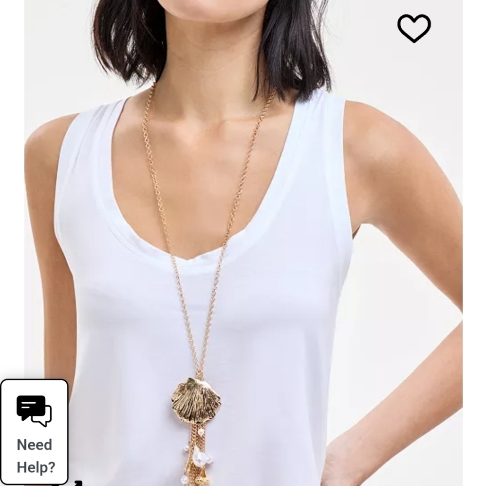 Inc Gold-Tone Pavé & Imitation Pearl Shell Fringe Statement Pendant Necklace